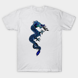 Blue Chinese dragon design T-Shirt